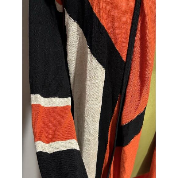 Anthropologie La Fee Verte Cardigan Color Block Sweater Orange Gold Black M/L - Picture 3 of 14